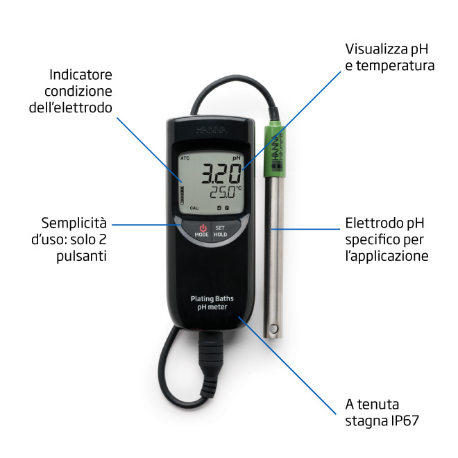 pHmetro portatile per bagni galvanici - HI99131