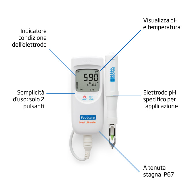 pHmetro portatile per la misura di pH nella carne - HI99163
