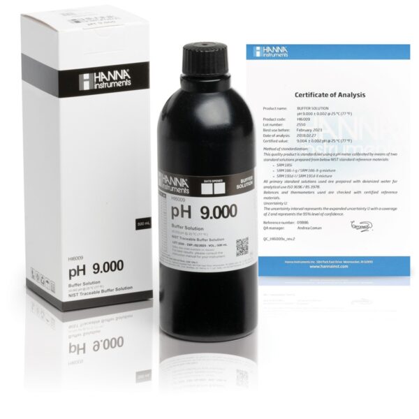 HI6009 pH 9.000 Millesimal Calibration Buffer (500 mL)