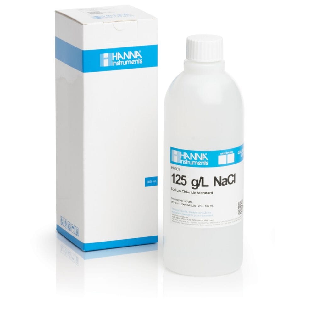 HI7089L Standard Solution at 125 g/L NaCl (500 mL) bottle