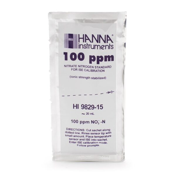 10 ppm and 100 ppm Nitrate (as N) Calibration Standard Sachets for HI9829 (10 x 25 mL each) - HI9829-14/15