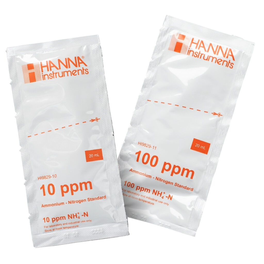 HI9829-10/11 10 ppm and 100 ppm Ammonium Calibration Standard Sachets for HI9829 (20 x 20 mL