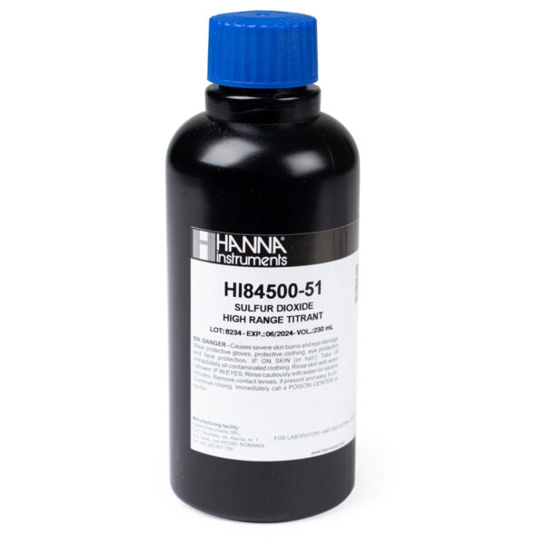 HI84500-51 Sulfur Dioxide in Wine High Range Titrant (230 mL)