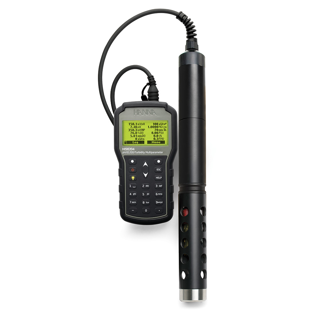 Misuratore multiparametrico portatile pH/EC/ISE/Torbidità/DO con GPS e sonda a logging autonomo - HI98394