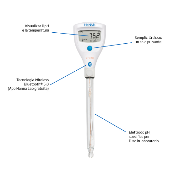 HI9810402 HALO2 pHmetro wireless analisi in laboratorio